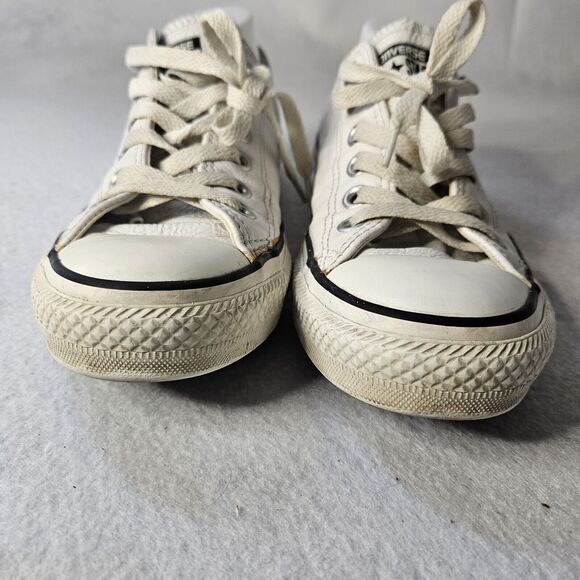 CONVERSE All Star White Leather Women Sz 7 Sneaker - Picture 4 of 6